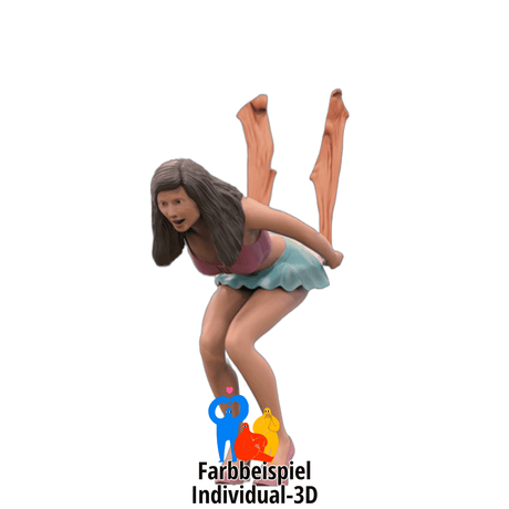 Miniaturfigur für Modellbaudiorama - Rennstart-Assistentin