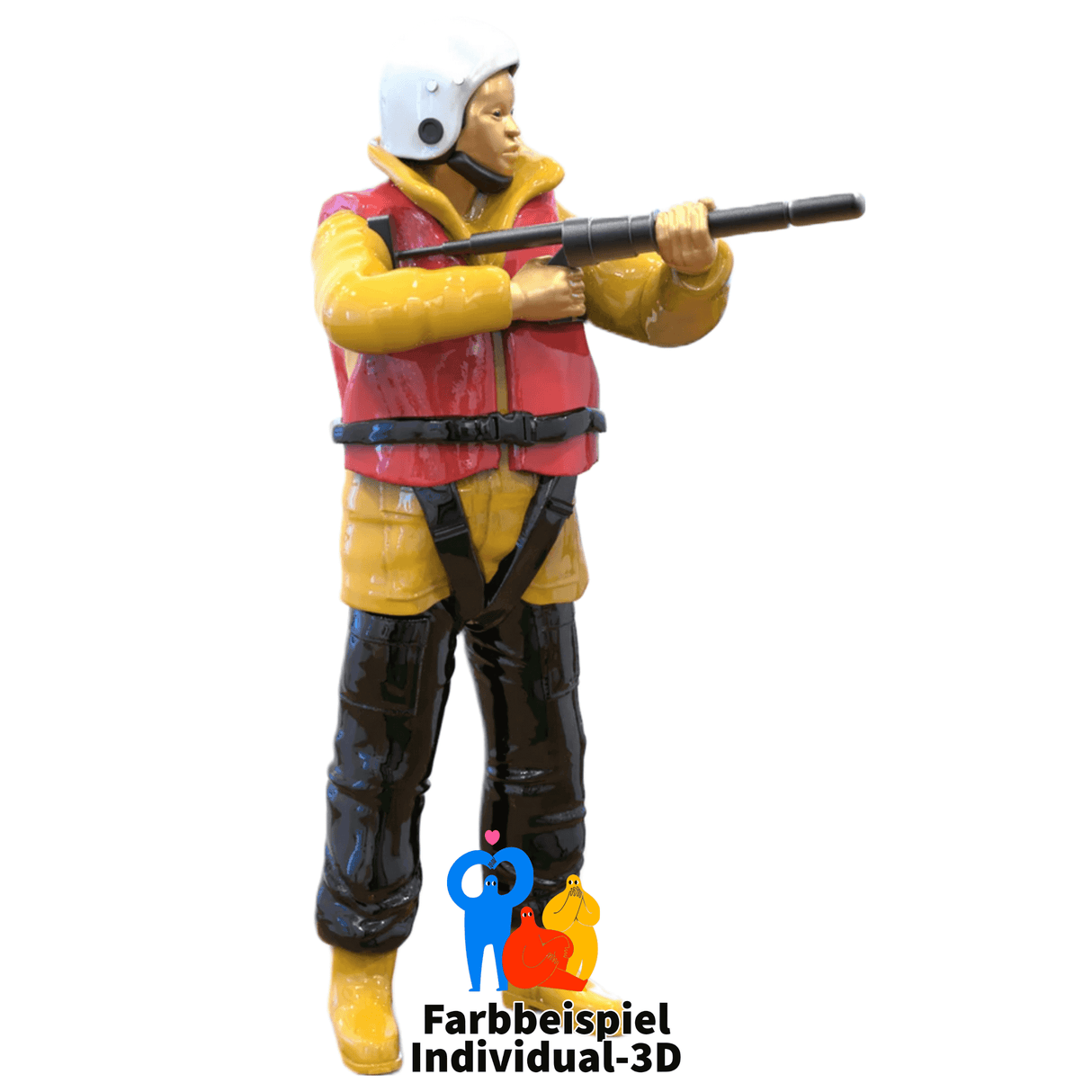 Seenot-Rettungsmitglied mit Seilrakete - Miniaturfigur zum selbst anmalen