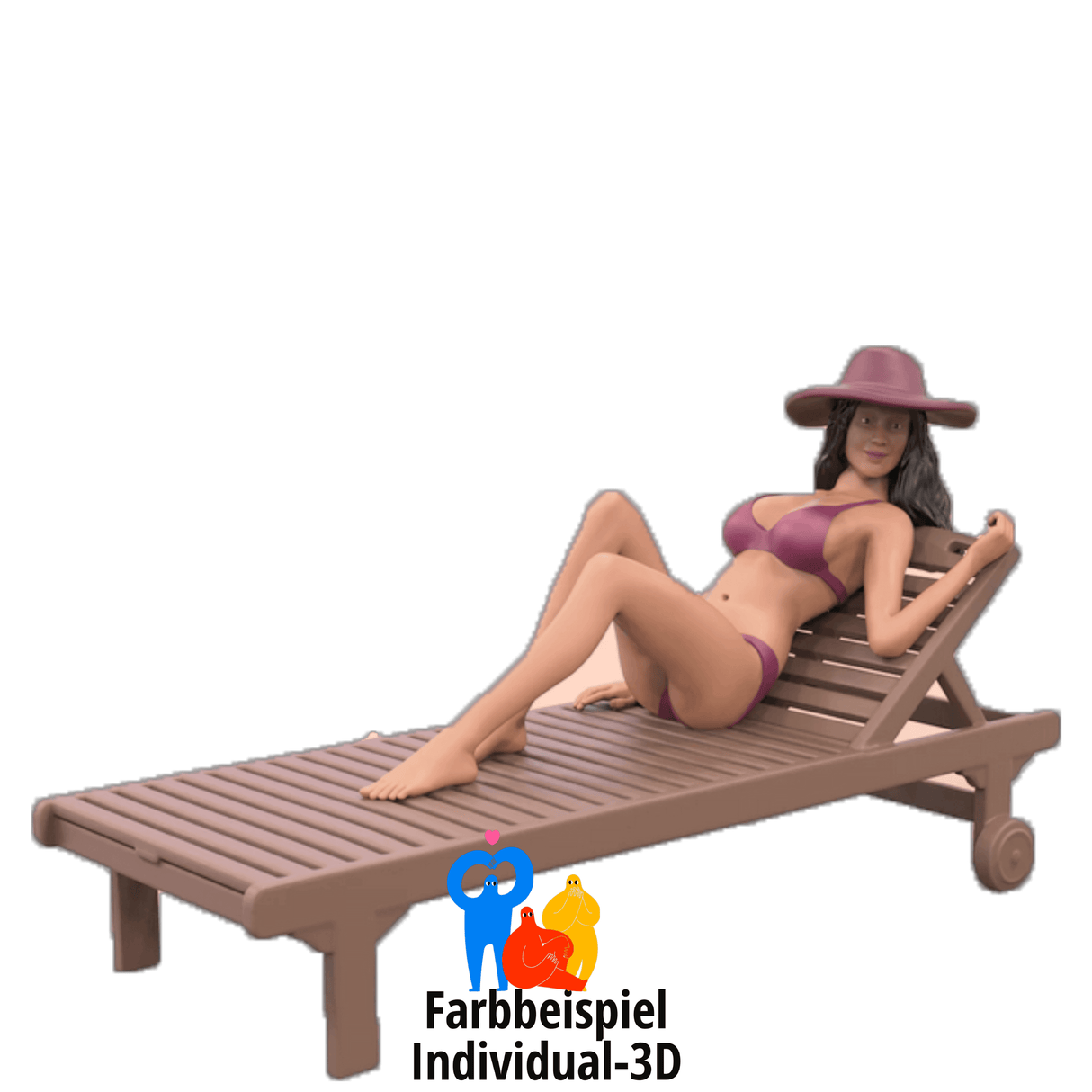 Frau auf einer Sonnenliege beim Sonnenbaden Minaturfigur