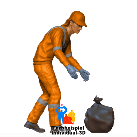 Modellbau - Müllwerker Miniaturfigur für authentische Dioramen