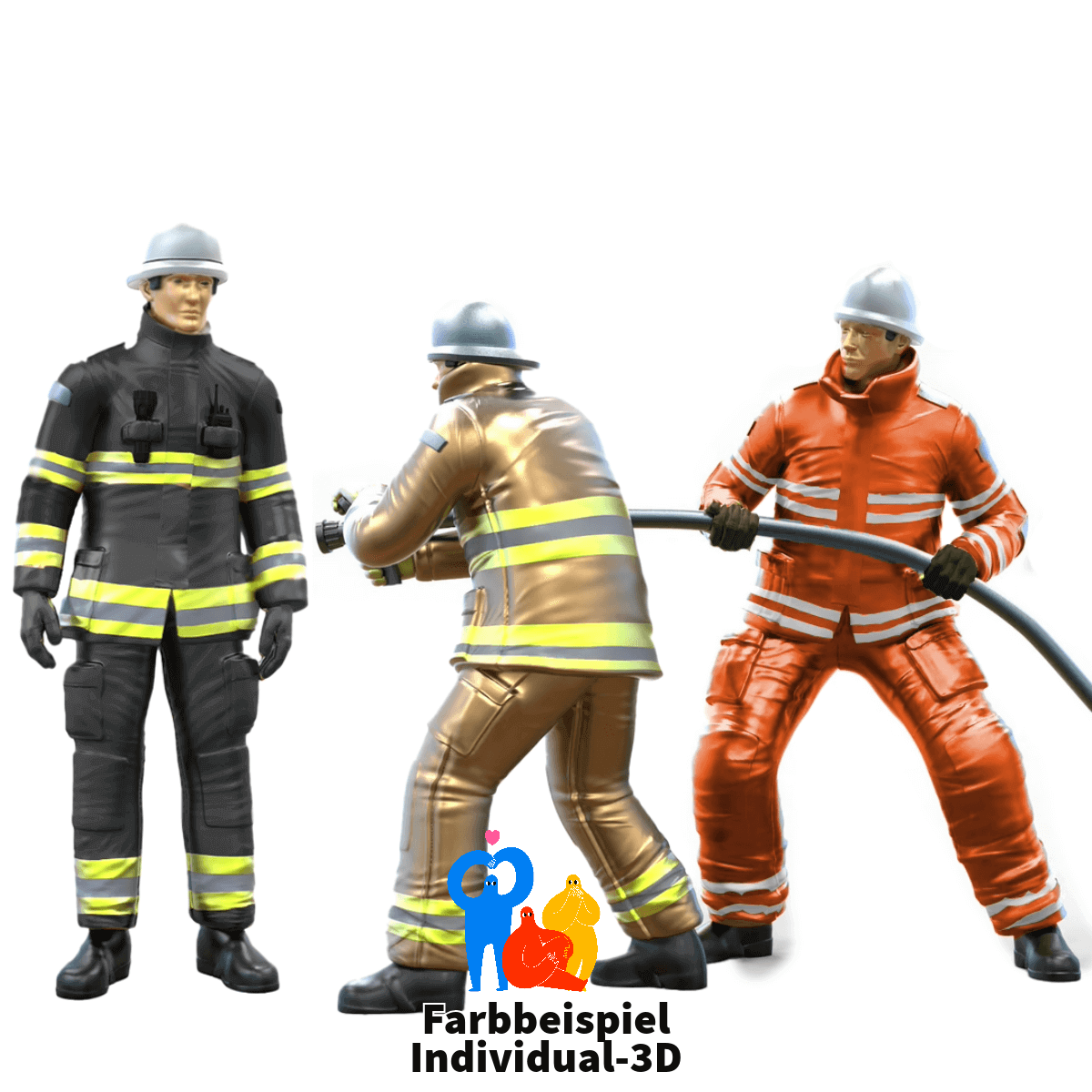 Feuerwehrmänner (Set) | 3 Miniaturfiguren in Farbe