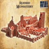 Detailaufnahme der feinen 3D-Druckstrukturen auf dem Ruined Monastery Tabletop-Terrain