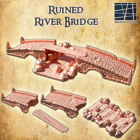 Zerstörte Flussbrücke in 28 MM Maßstab für Tabletop-Spiele