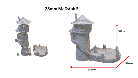 Gesamtansicht des FDM-3D-gedruckten Abandoned Magician Tower