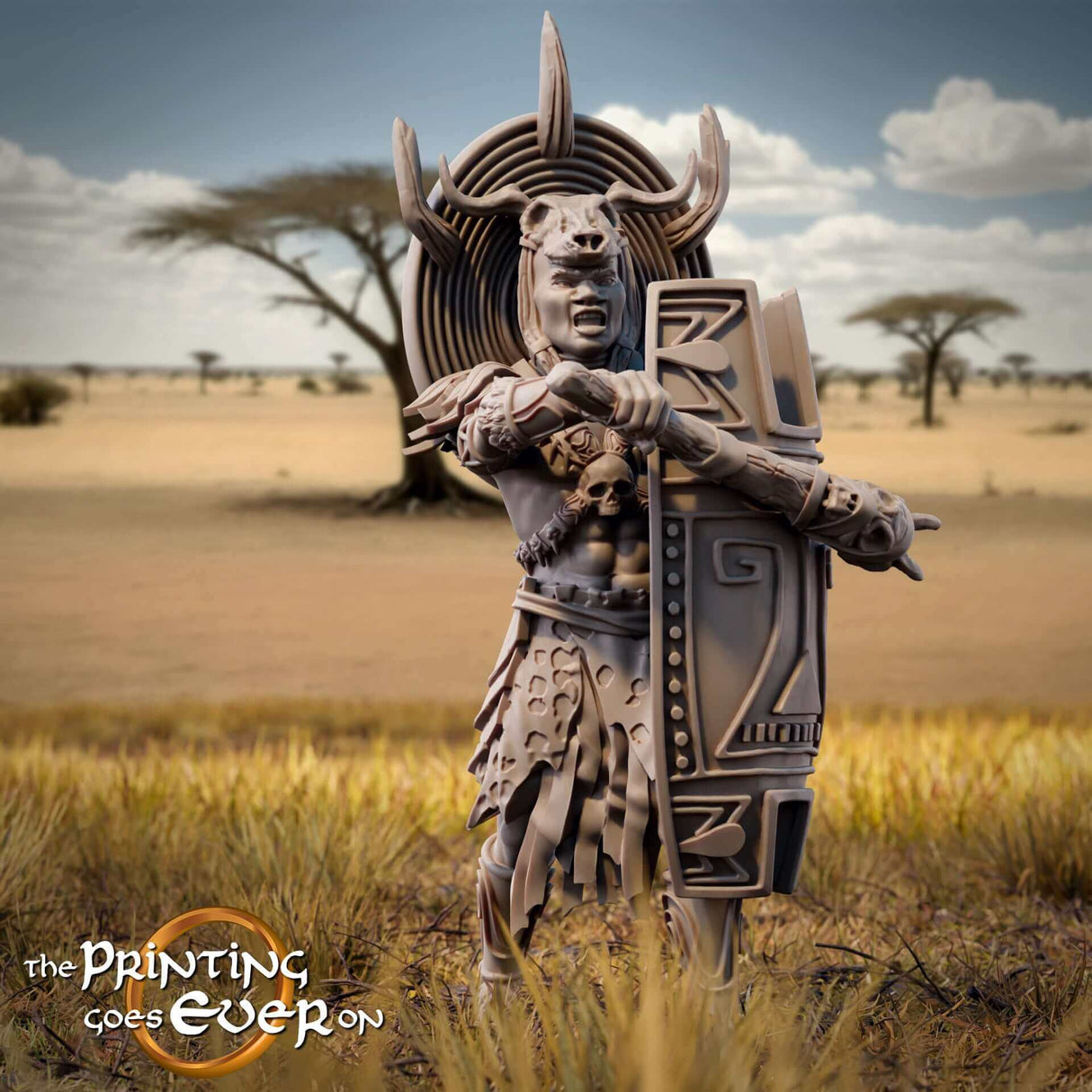 Tribal Warleader B Miniatur - Stehende Pose als Anführer für 3D Drucker Figuren Kollektion