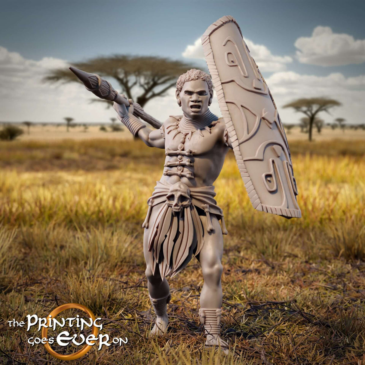 Tribal Warrior B Figur beim Angriff mit Lanze - Chapter 38 Set