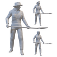 Unbemalte 3D-SLA-gedruckte Miniaturfigur eines Heizers für Eisenbahnminiaturen