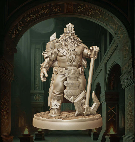 Fantasy-Miniatur eines furchtlosen Zwergen-Kriegers

