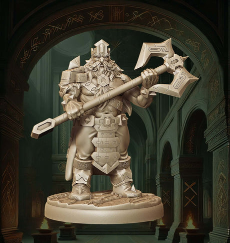 Bemalbare Zwergen-Krieger Miniatur für Tabletop-Armeen

