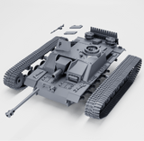 Detaillierte Ansicht des Sturmgeschütz III Ausf. G (Frühversion) mit abnehmbaren Teilen und Ketten.
