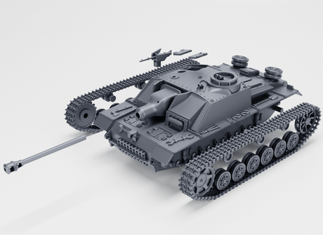 Sturmgeschütz III Ausf. G (Late Edition) Modell im Detail mit Kanone und Winterketten.