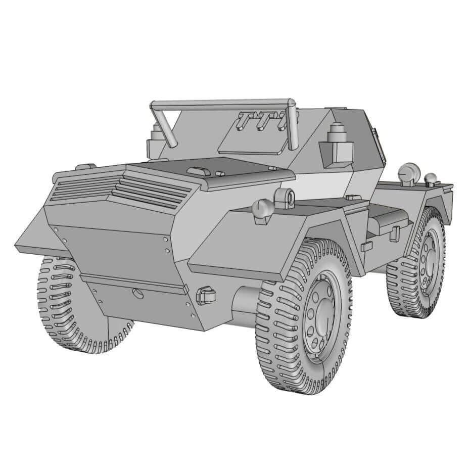 Daimler Dingo Mk II Modell 1:56, britisches WWII Spähfahrzeug, ideal für Tabletop Wargames.