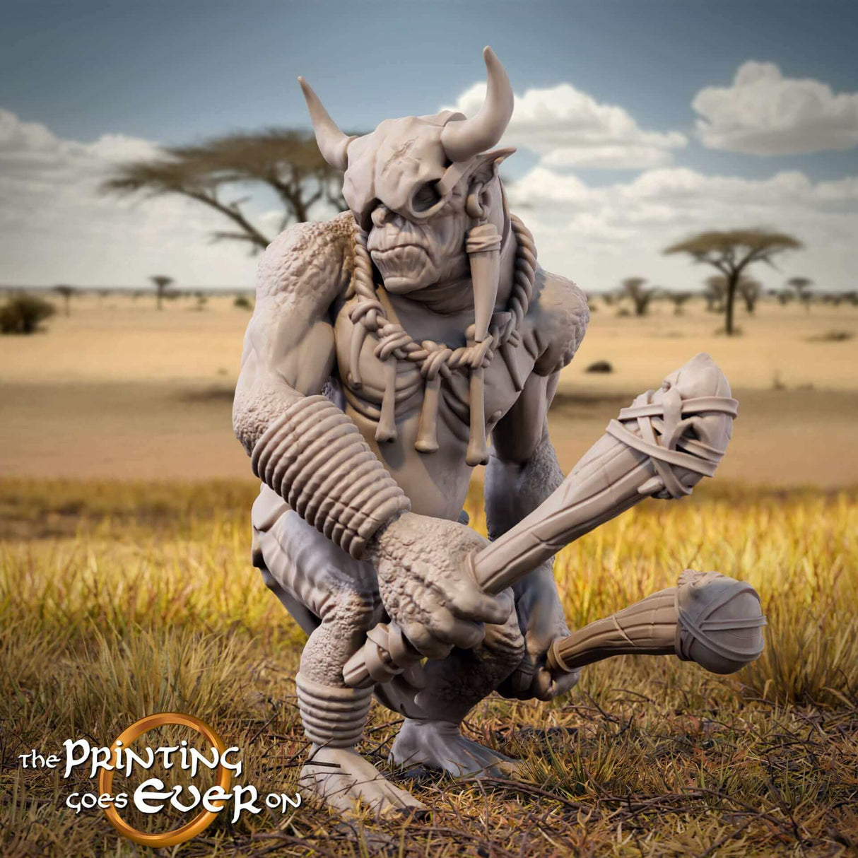 Halb-Troll A Miniatur mit Keule – 3D Drucker Figur für Tabletop Game