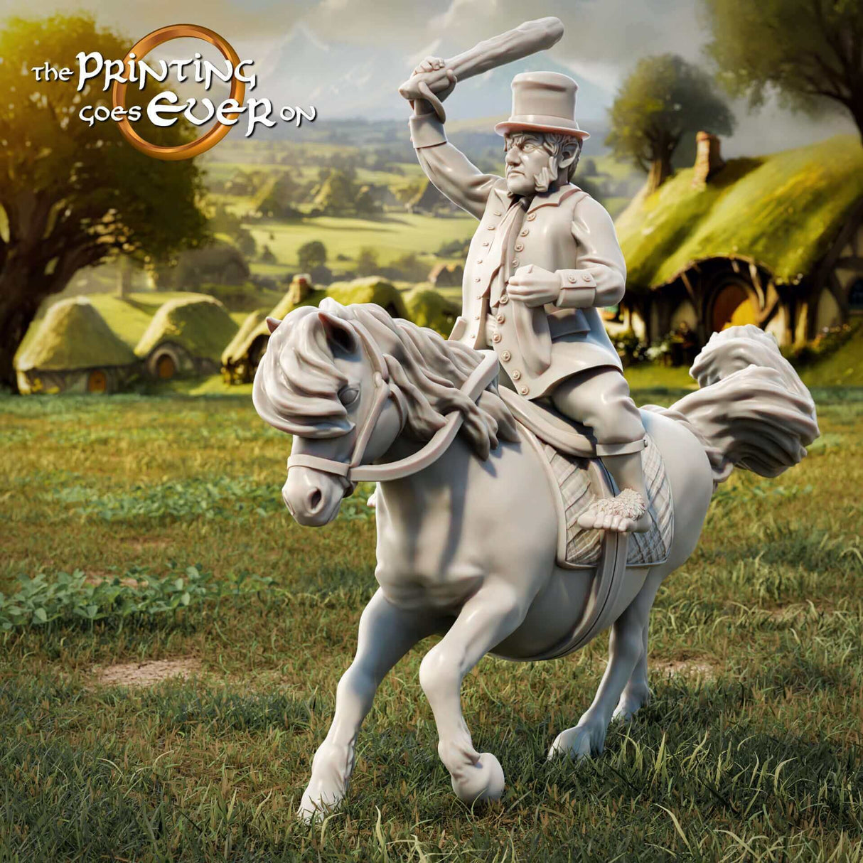 Halbling-Sheriff-reitend-auf-Pony-Miniatur