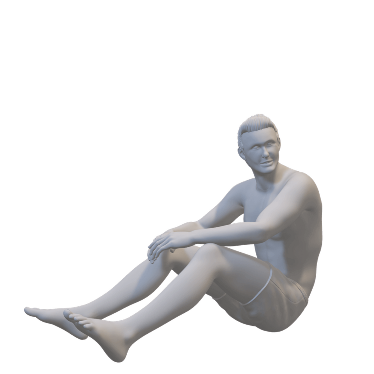 Mann sitzend in Badehose - Miniaturfigur für Dioramen