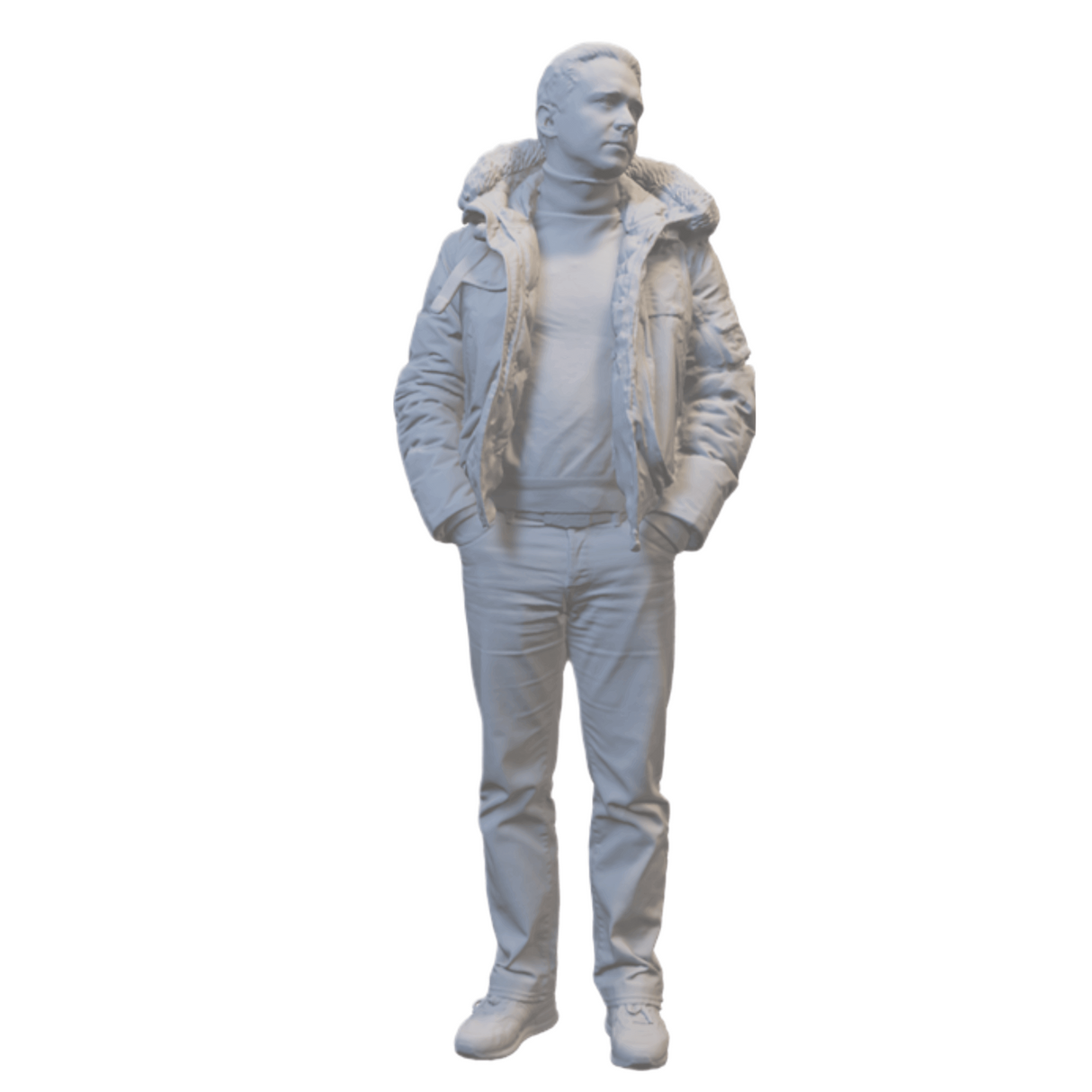 3D Miniaturfigur Mann in Winterjacke