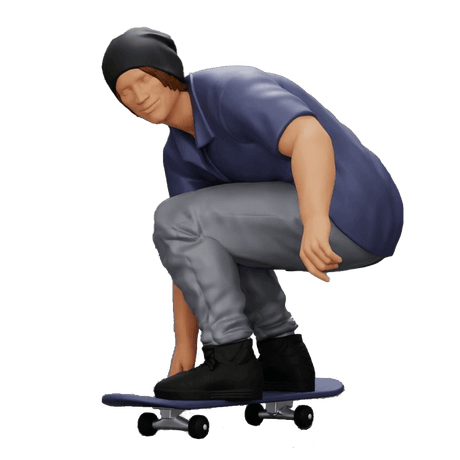Urbaner Skateboarder in sitzender Pose Miniaturfigur