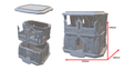 Alt Text: "Ein hochdetailliertes 3D-Druckmodell des 'Dwarf Settlement Gebäude 3', Teil eines umfangreichen Tabletop-Geländes, in Weiß oder Grau gedruckt
