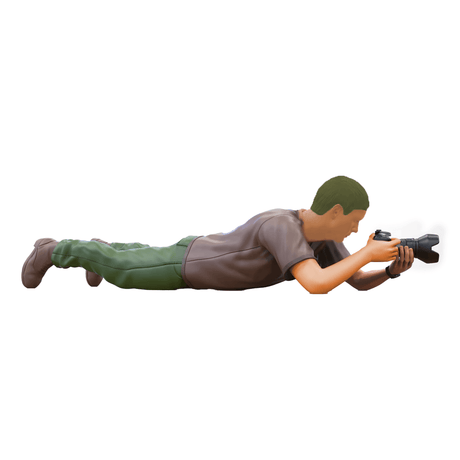 Detailreiche Miniaturfigur von Fotograf mit DLR Kamera