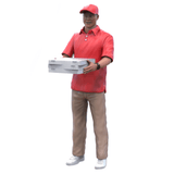 Detaillierte Modellbau-Figur eines Pizzalieferanten