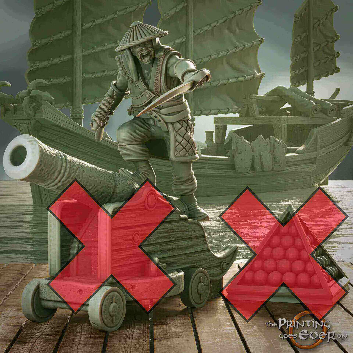 Pirate Cannoneer Miniatur - Präzise gestaltete Tabletop Miniatur eines Piratenkanoniers