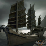 Detailreiches 3D-gedrucktes Riesen-Junk-Schiff für Piraten Tabletop-Spiele, bereit zum Bemalen