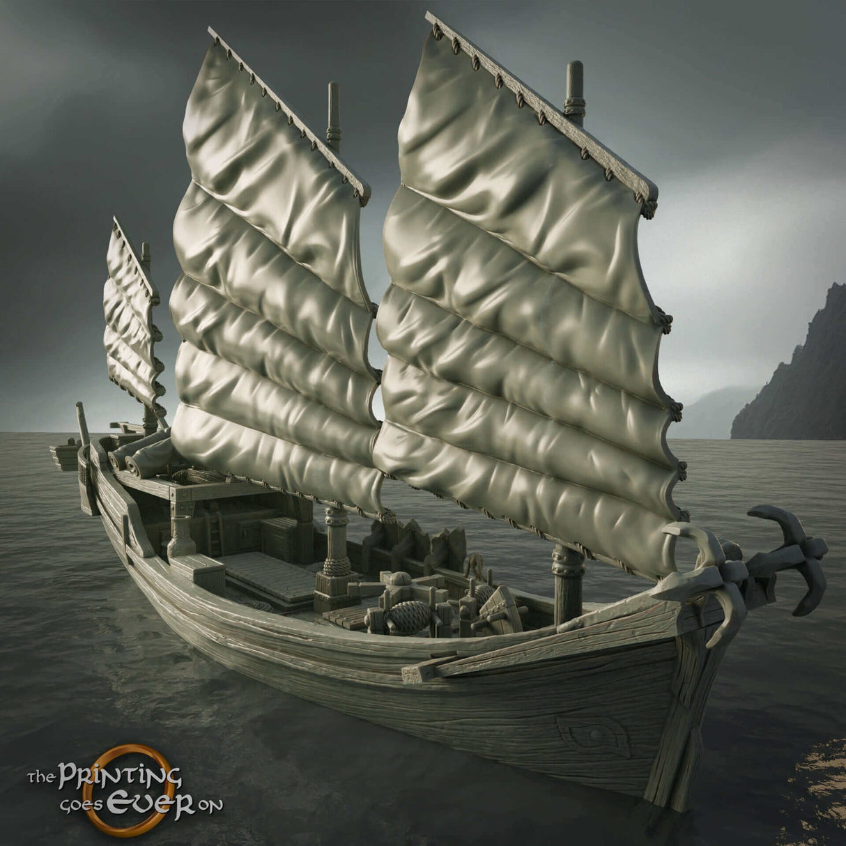 Riesen-Junk-Schiff von The Printing Goes Ever On, ideal für verschiedene Piraten Tabletop-Spiele