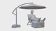 Homme miniature 3D sur une chaise longue 