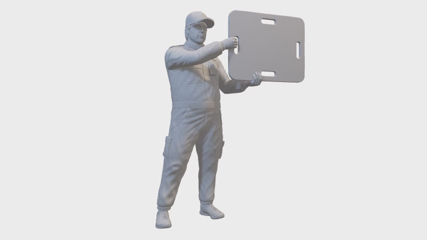 Streckenposten mit Schild Miniaturfigur