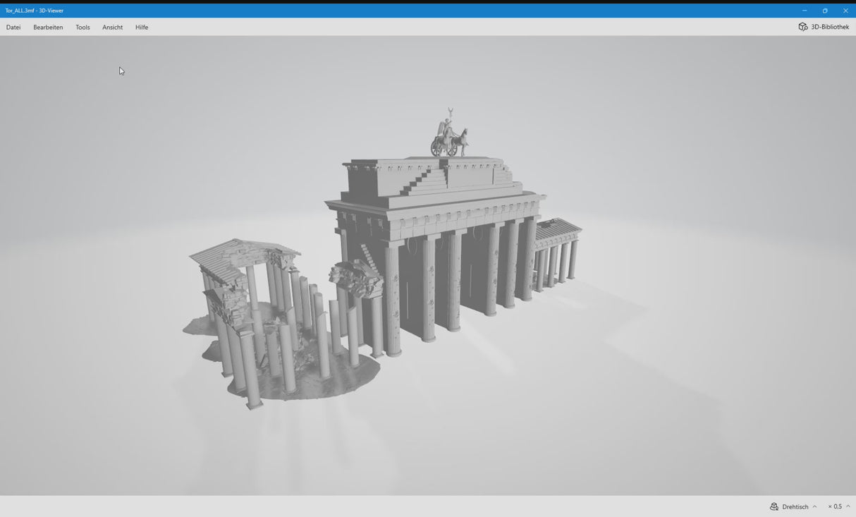 3D-Modell des Zerstörten Brandenburger Tors für Wargaming und historische Spiele.