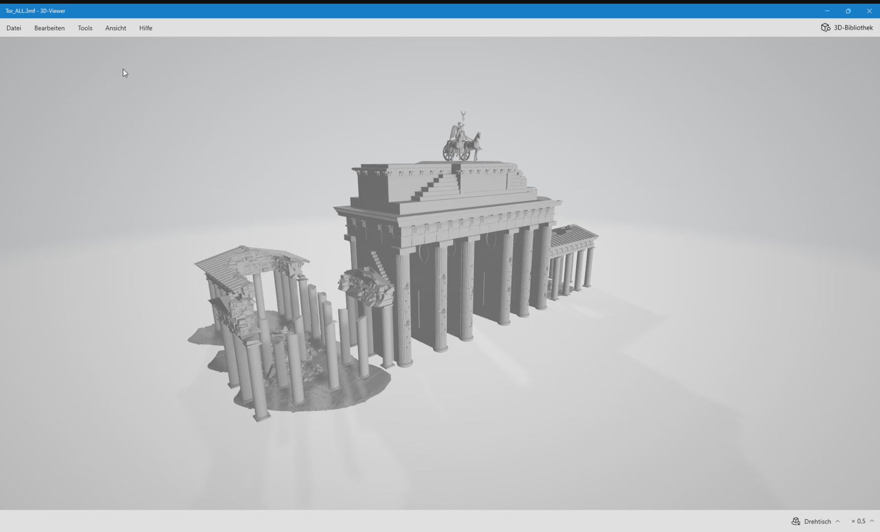 3D-Modell des Zerstörten Brandenburger Tors für Wargaming und historische Spiele.