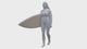 Surfer with surfboard under her arm miniature figure 4/4