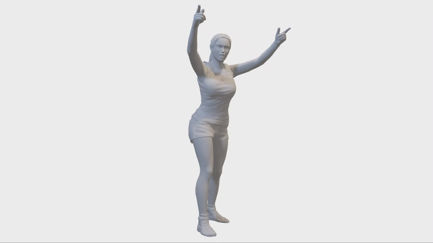 Zuschauer Miniatur Figur mit erhobenen Armen für Dioramen