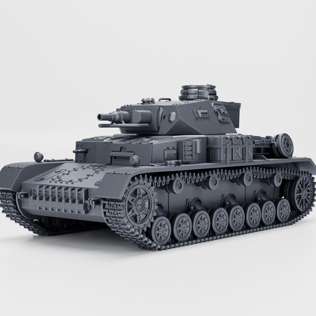 Panzer IV Ausf. E im 3D-Design, deutsches Kampffahrzeug aus dem Zweiten Weltkrieg, mit Winterketten.