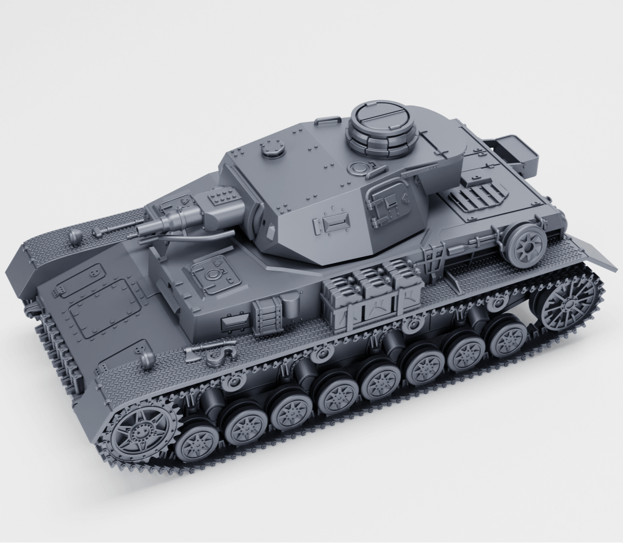 3D-Modell eines Panzer IV Ausf. E mit verbesserter Panzerung und 7,5 cm KwK 37 L/24 Kanone.