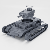 3D-Modell des Panzer IV Ausf. D mit abnehmbarer Turm, detaillierte Darstellung im Winterketten-Stil.