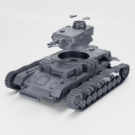 3D-Modell des Panzer IV Ausf. D mit abnehmbarer Turm, detaillierte Darstellung im Winterketten-Stil.