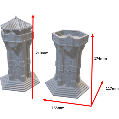 3D FDM gedruckte Zwergentürme zum Bemalen