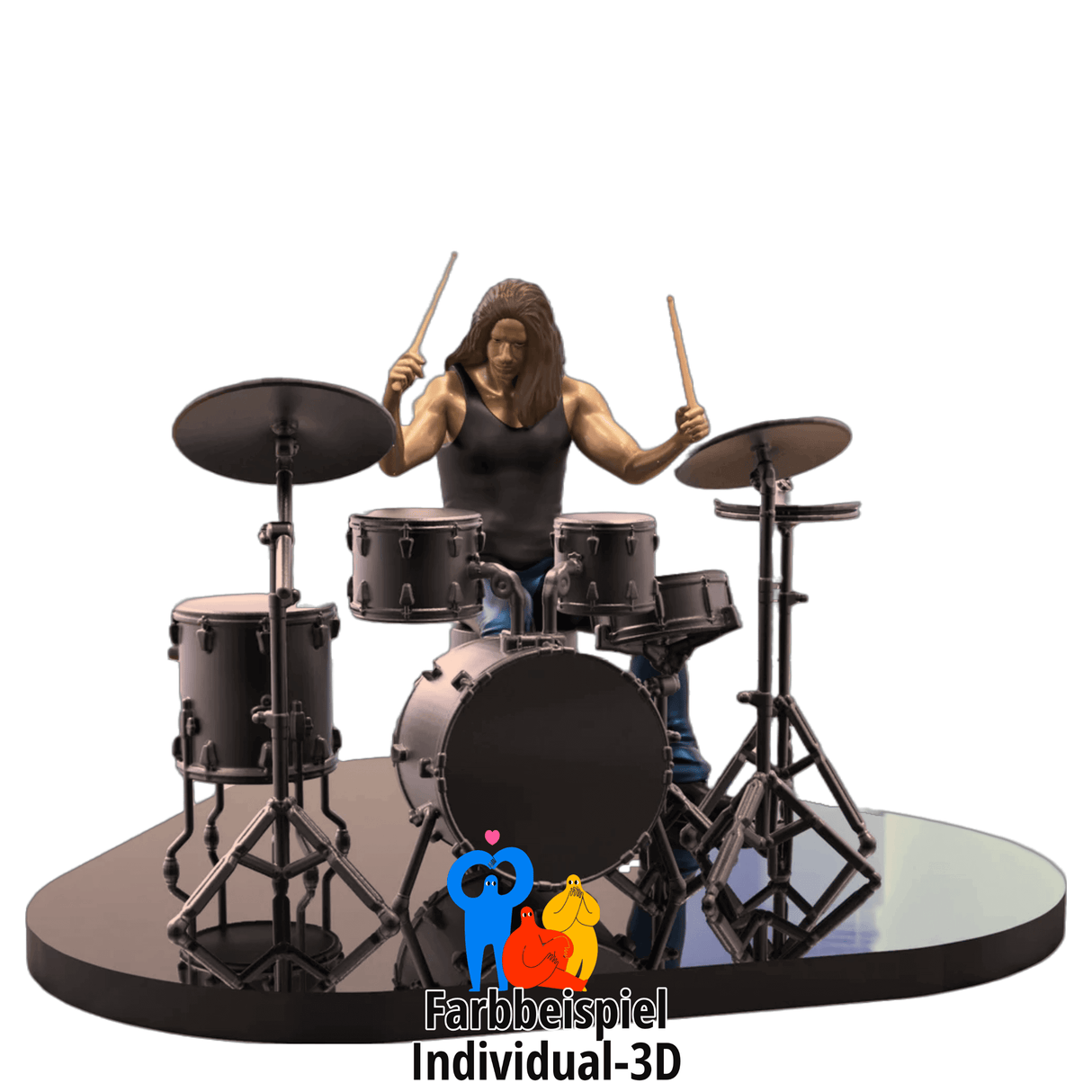 Heavy Metal Schlagzeuger Miniatur mit Hocker