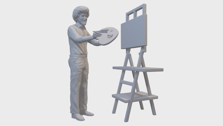 Small miniature figure with easel from "The joy of painting"