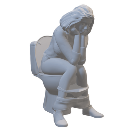 3D-Miniatur "Frau auf der Toilette beim denken"
