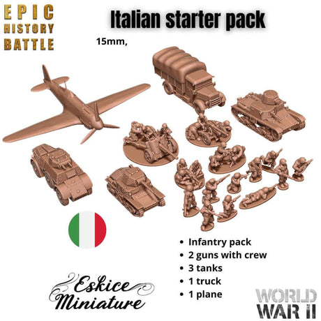 Italienisches Starter Pack für WWII Tabletop-Spiele im 15mm Maßstab