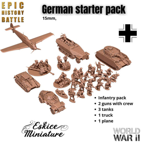 Deutsches Starter Pack für WWII Tabletop-Spiele im 15mm Maßstab