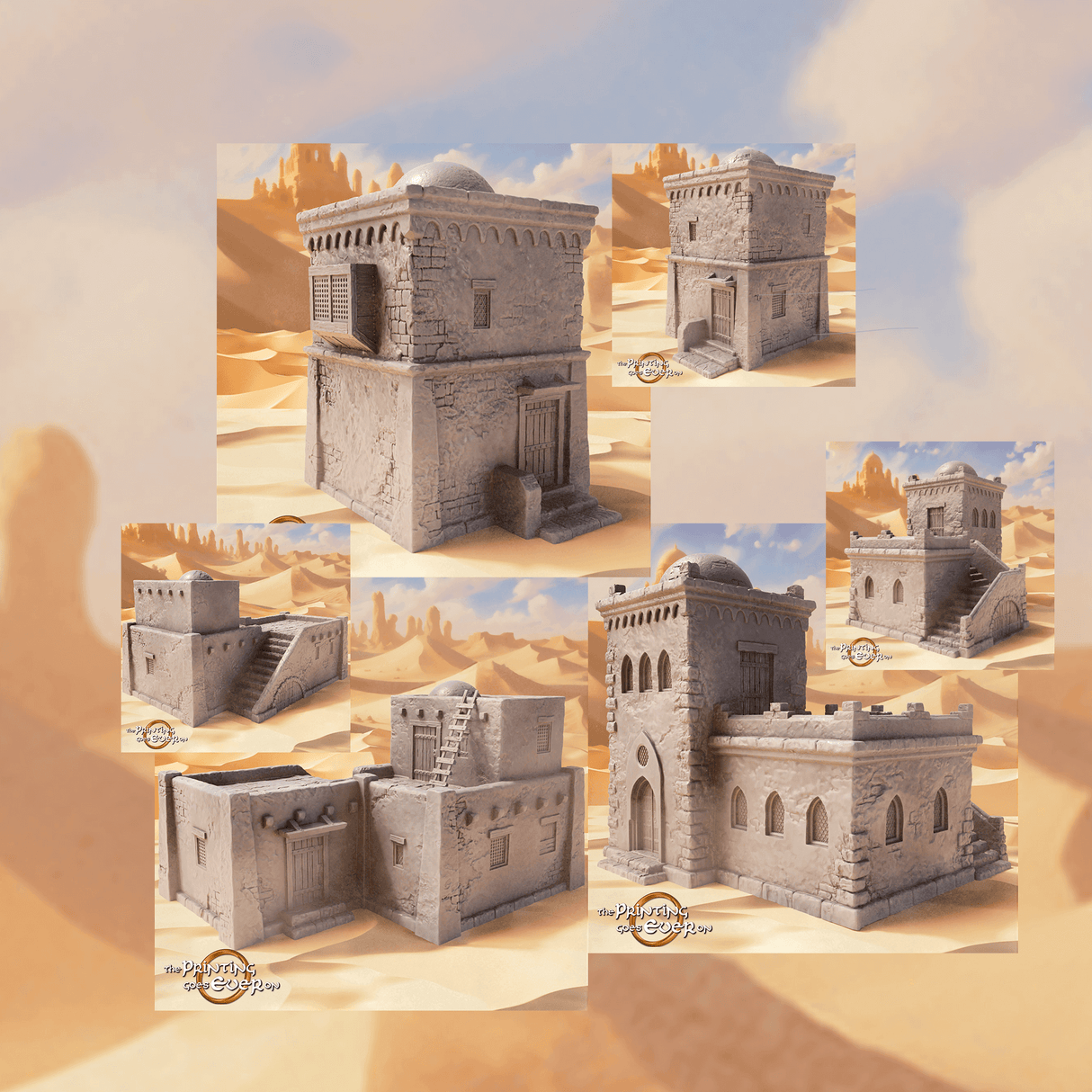 3x Adobe-Häuser - Lehmhaus - Tabletop Terrain als Bundle